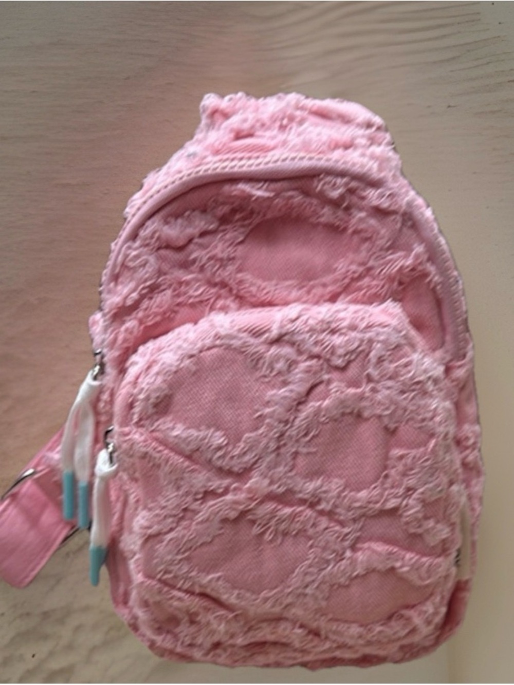 Wildfox BNWT Pastel Pink Frayed Denim Sling bag